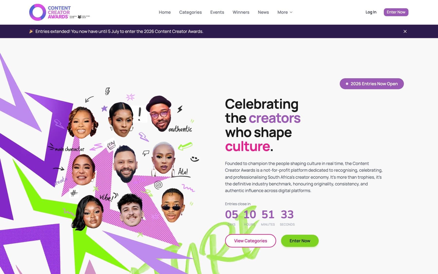 Content Creator Awards — live site preview